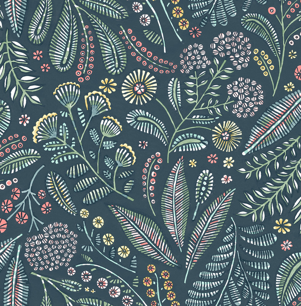 Briar Teal Floral Wallpaper by A-Street Prints Whimsy Covers about 56.4 square feet 20.5-in by 33-ft long roll Unpasted 10.4 - Fabric Carolina -