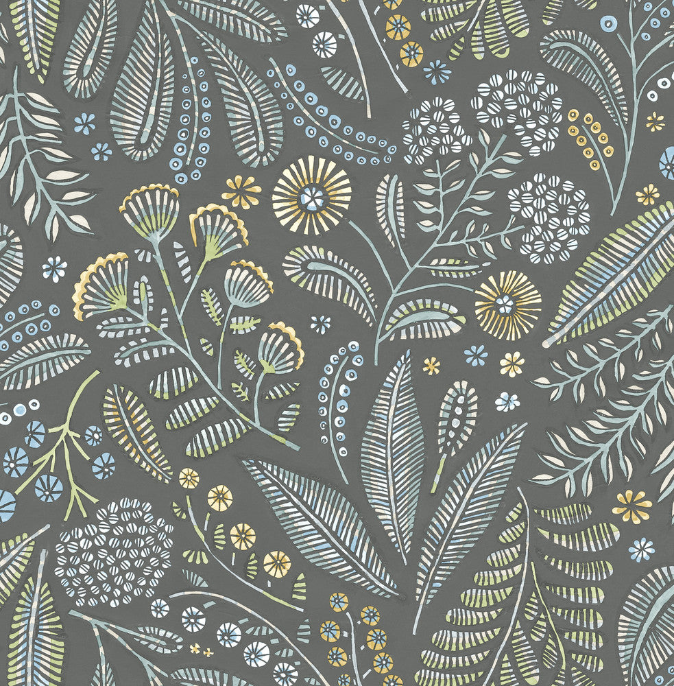Briar Grey Floral Wallpaper by A-Street Prints Whimsy Covers about 56.4 square feet 20.5-in by 33-ft long roll Unpasted 10.4 - Fabric Carolina -