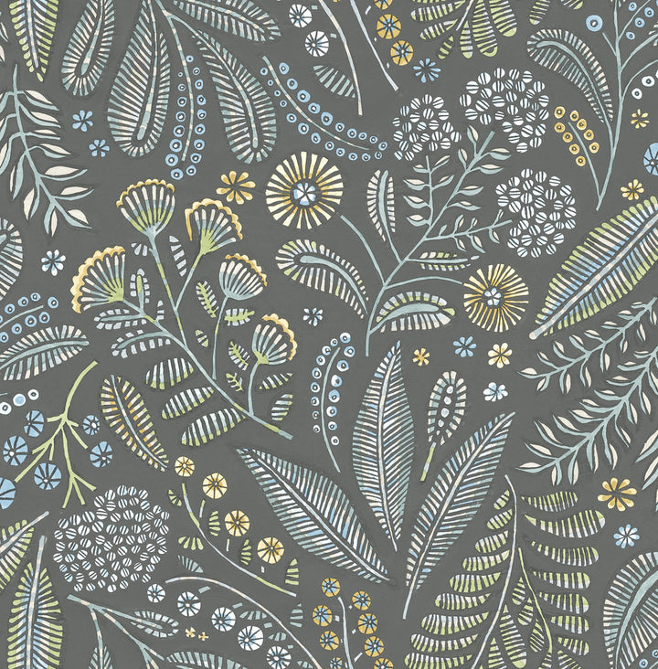 Briar Grey Floral Wallpaper by A-Street Prints Whimsy Covers about 56.4 square feet 20.5-in by 33-ft long roll Unpasted 10.4 - Fabric Carolina -