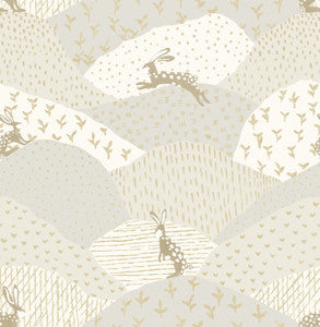 Peter Light Grey Rabbit Fields Wallpaper by A-Street Prints
