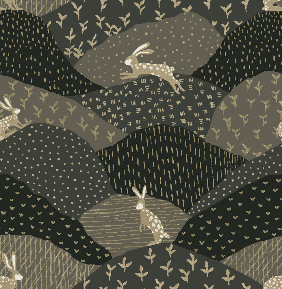 Peter Black Rabbit Fields Wallpaper by A-Street Prints Whimsy Covers about 56.4 square feet 20.5-in by 33-ft long roll Unpasted 20.9 - Fabric Carolina -
