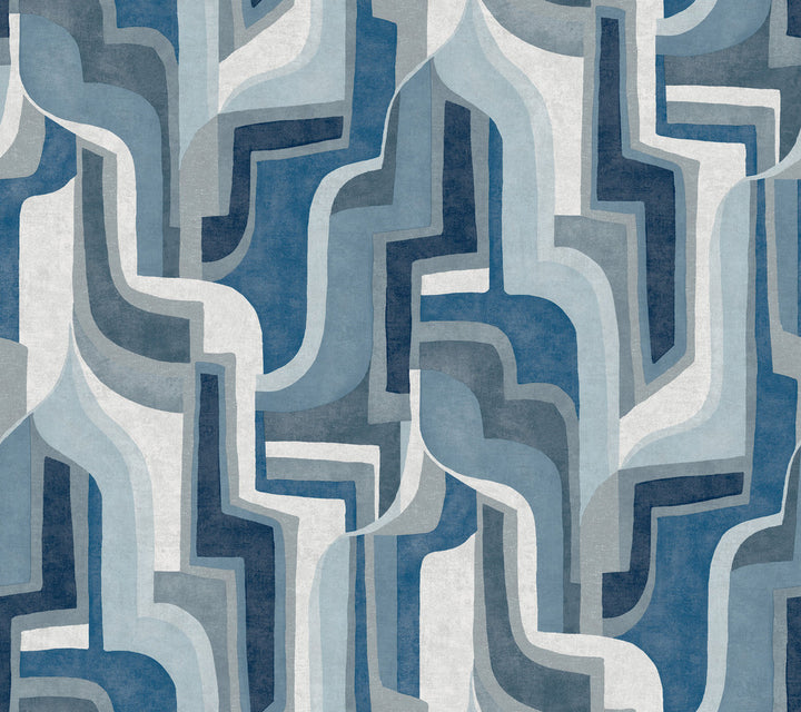 Tulum Blue Surreal Shapes Wallpaper by A-Street Prints Whimsy Covers about 60.8 square feet 27-in by 27-ft long roll Unpasted 24 - Fabric Carolina -