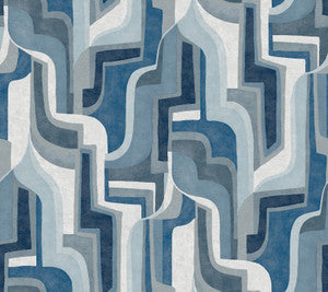 Tulum Blue Surreal Shapes Wallpaper by A-Street Prints