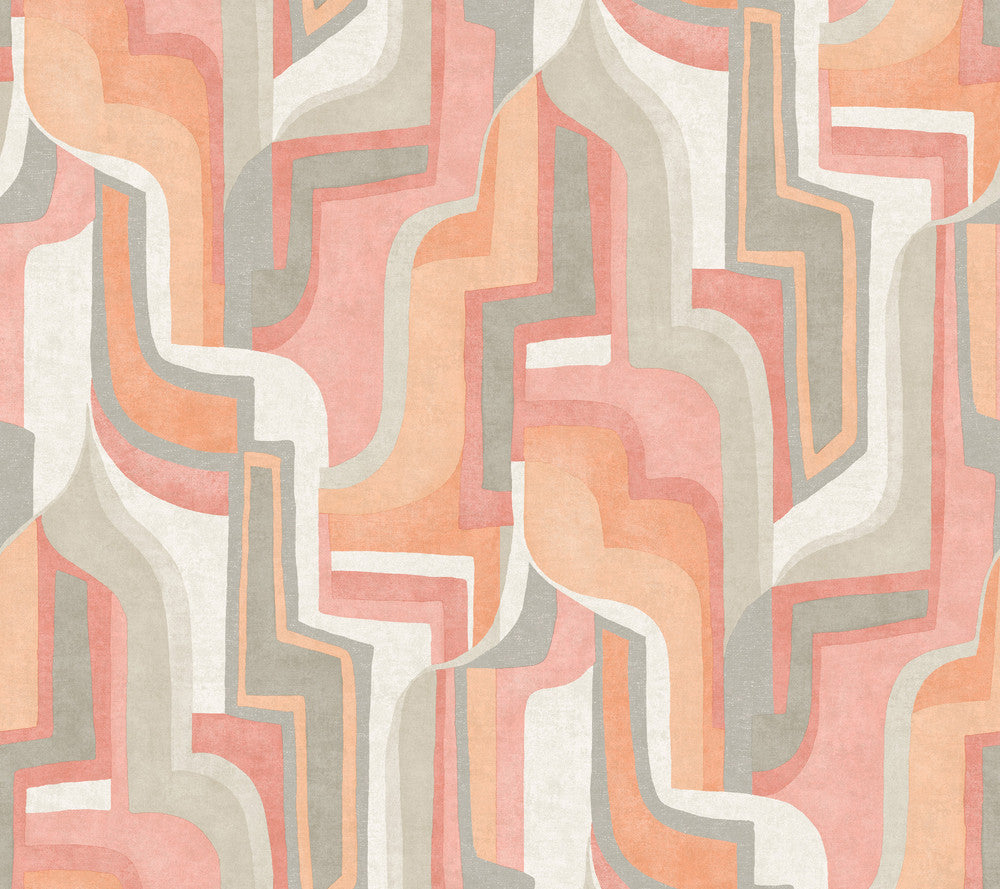 Tulum Coral Surreal Shapes Wallpaper by A-Street Prints Whimsy Covers about 60.8 square feet 27-in by 27-ft long roll Unpasted 24 - Fabric Carolina -