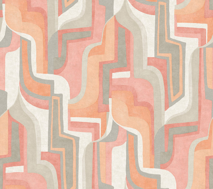 Tulum Coral Surreal Shapes Wallpaper by A-Street Prints Whimsy Covers about 60.8 square feet 27-in by 27-ft long roll Unpasted 24 - Fabric Carolina -