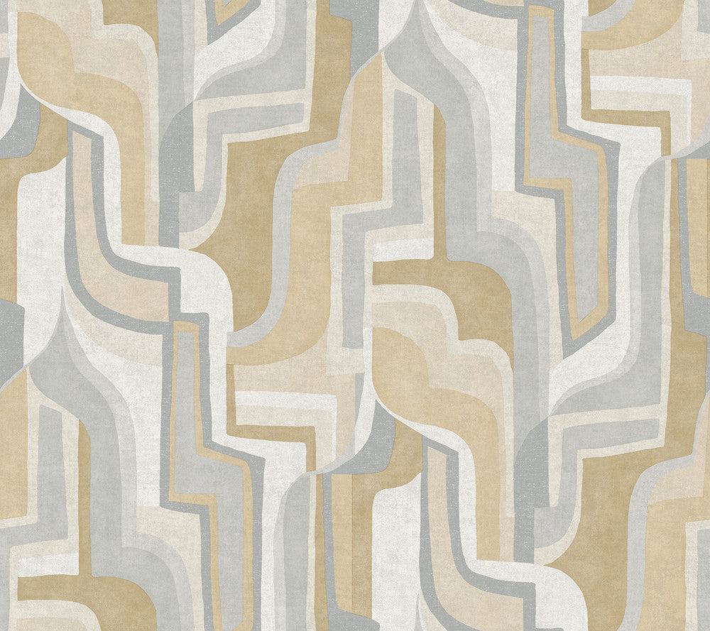 Tulum Khaki Surreal Shapes Wallpaper by A-Street Prints Whimsy Covers about 60.8 square feet 27-in by 27-ft long roll Unpasted 24 - Fabric Carolina -