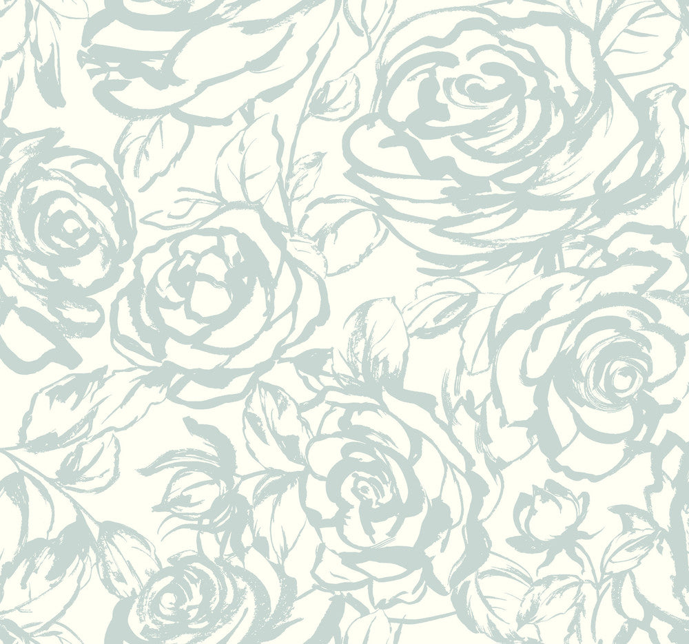 Nelda Light Blue Rose Wallpaper by A-Street Prints Whimsy Covers about 60.8 square feet 27-in by 27-ft long roll Unpasted 25.25 - Fabric Carolina -