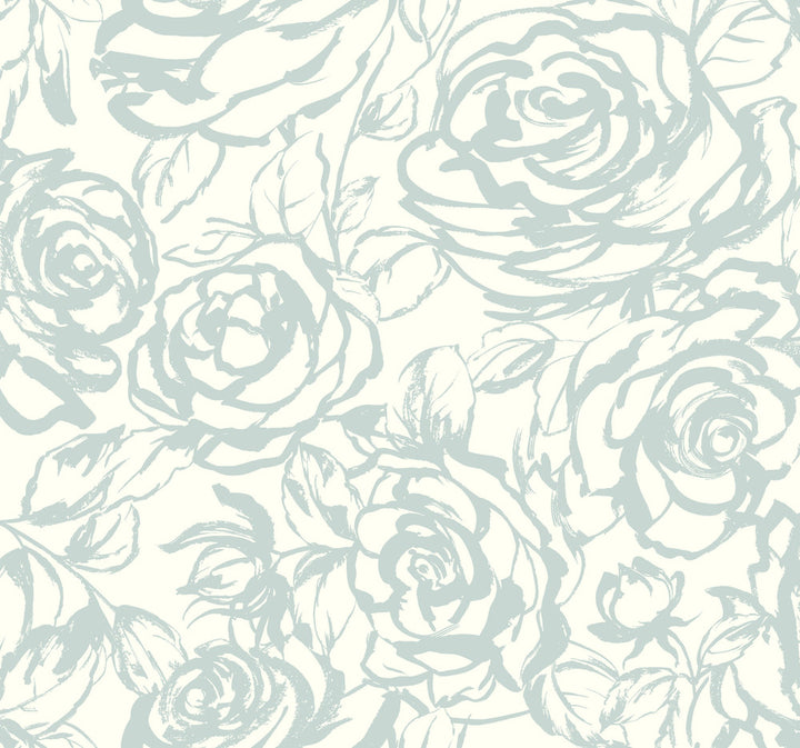 Nelda Light Blue Rose Wallpaper by A-Street Prints Whimsy Covers about 60.8 square feet 27-in by 27-ft long roll Unpasted 25.25 - Fabric Carolina -