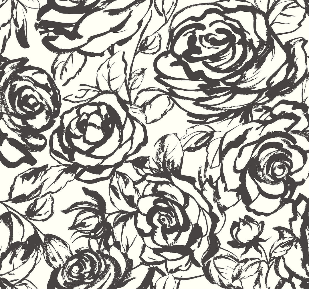 Nelda Black Rose Wallpaper by A-Street Prints Designer