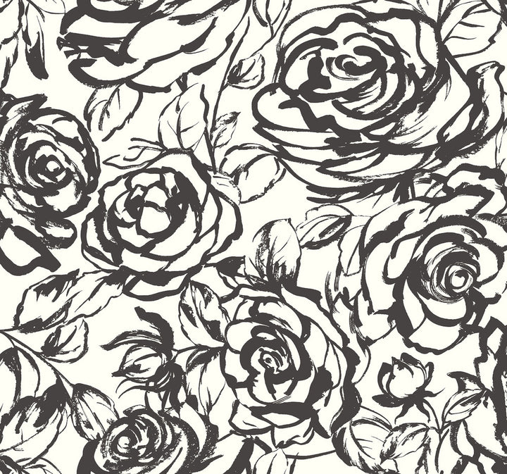 Nelda Black Rose Wallpaper by A-Street Prints Whimsy Covers about 60.8 square feet 27-in by 27-ft long roll Unpasted 25.25 - Fabric Carolina -