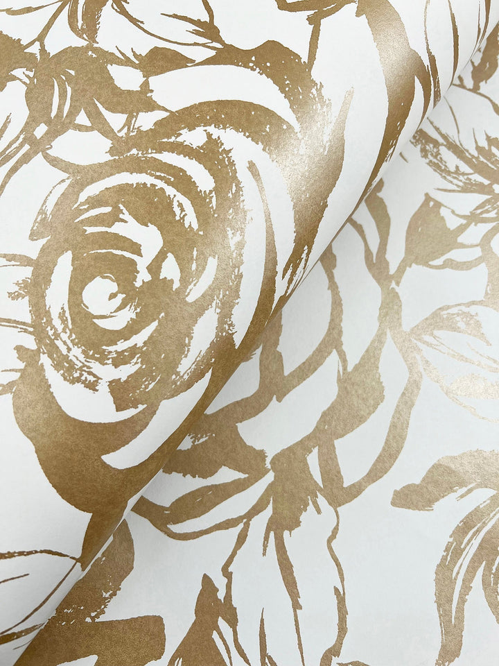Nelda Gold Rose Wallpaper by A-Street Prints Designer