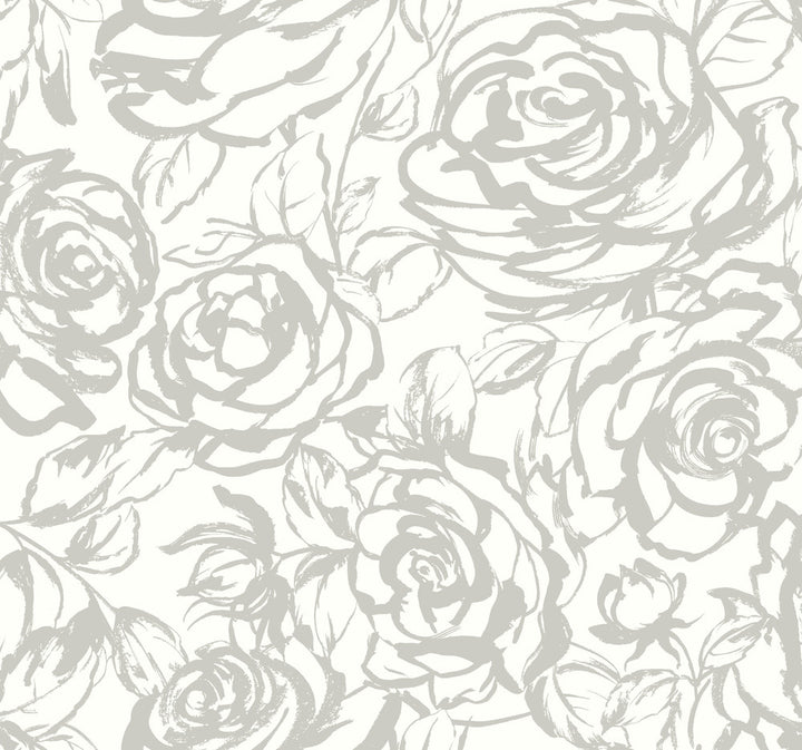 Nelda Silver Rose Wallpaper by A-Street Prints Whimsy Covers about 60.8 square feet 27-in by 27-ft long roll Unpasted 25.25 - Fabric Carolina -
