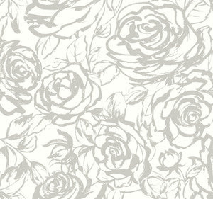 Nelda Silver Rose Wallpaper by A-Street Prints