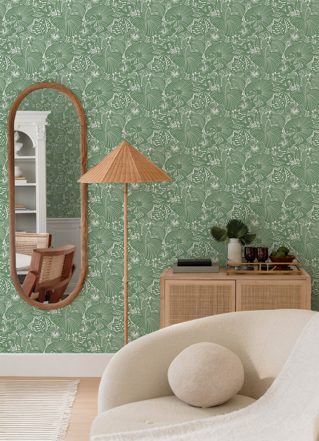 Idalia Green Floral Flamingo Wallpaper by A-Street Prints Designer