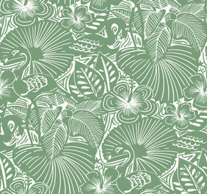 Idalia Green Floral Flamingo Wallpaper by A-Street Prints