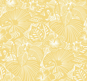 Idalia Yellow Floral Flamingo Wallpaper by A-Street Prints