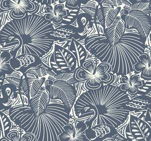 Idalia Navy Floral Flamingo Wallpaper by A-Street Prints