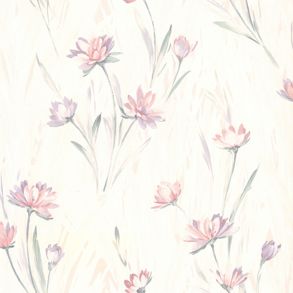 Lilly Pink Floral Texture Wallpaper by Brewster Kitchen, Bath and Bed Resource IV Covers about 56.4 square feet 20.5-in by 33-ft long roll Unpasted 20.9 - Fabric Carolina -