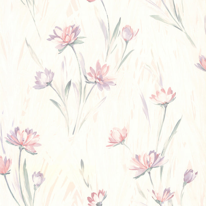 Lilly Pink Floral Texture Wallpaper by Brewster Kitchen, Bath and Bed Resource IV Covers about 56.4 square feet 20.5-in by 33-ft long roll Unpasted 20.9 - Fabric Carolina -