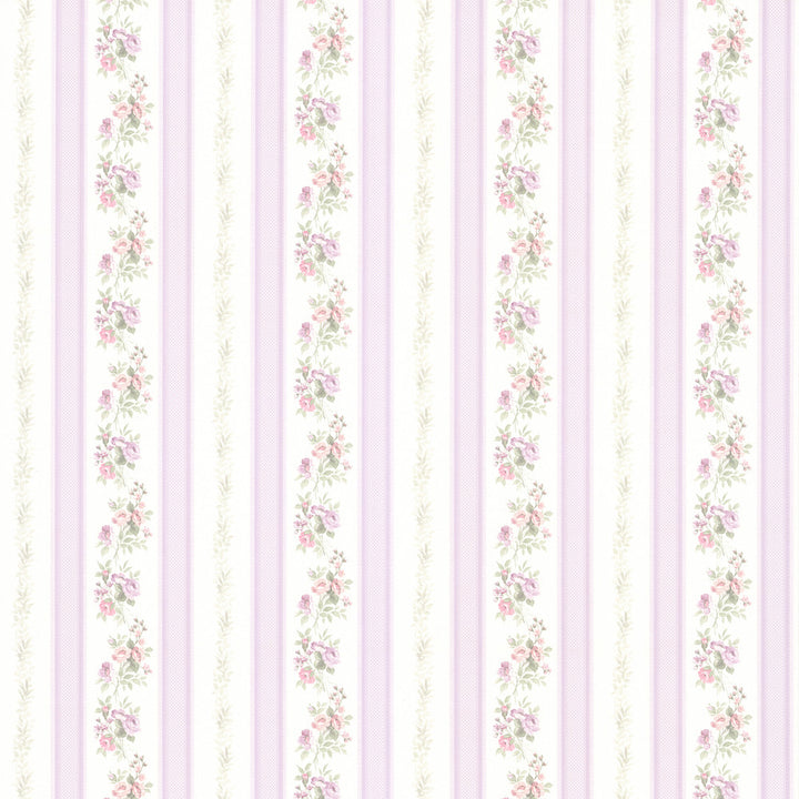 Princess Lavender Floral Stripe Wallpaper by Brewster Kitchen, Bath and Bed Resource IV Covers about 56.4 square feet 20.5-in by 33-ft long roll Prepasted 3.4 - Fabric Carolina -