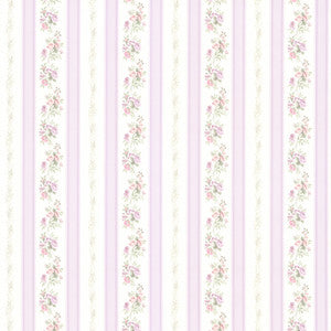 Princess Lavender Floral Stripe Wallpaper by Brewster
