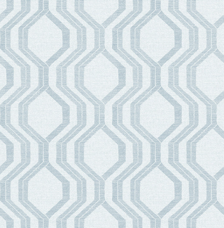 Burton Light Blue Modern Ogee Wallpaper by A-Street Prints Solace Covers about 56.4 square feet 20.5-in by 33-ft long roll Unpasted 20.86 - Fabric Carolina -