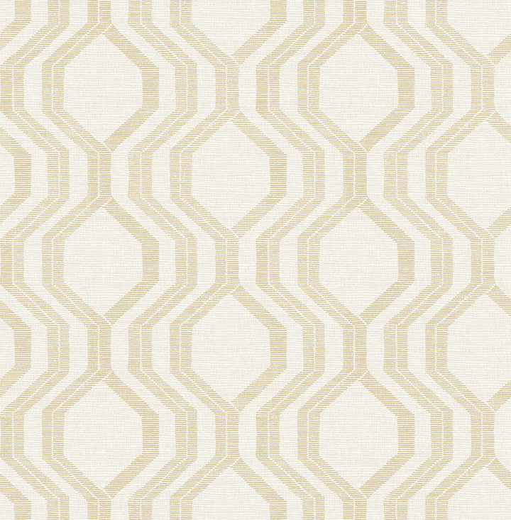Burton Gold Modern Ogee Wallpaper by A-Street Prints Solace Covers about 56.4 square feet 20.5-in by 33-ft long roll Unpasted 20.86 - Fabric Carolina -
