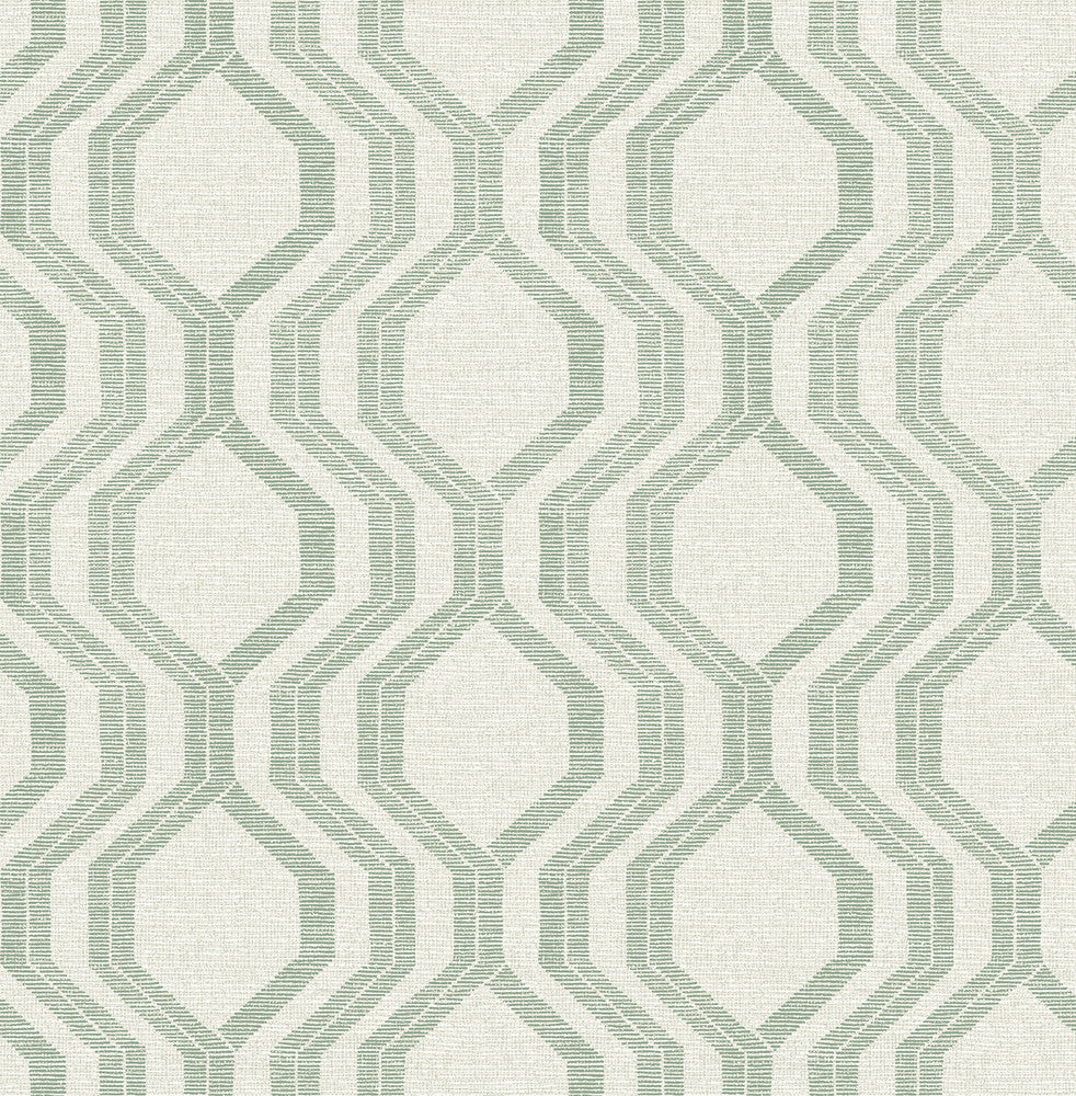 Burton Green Modern Ogee Wallpaper by A-Street Prints Solace Covers about 56.4 square feet 20.5-in by 33-ft long roll Unpasted 20.86 - Fabric Carolina -
