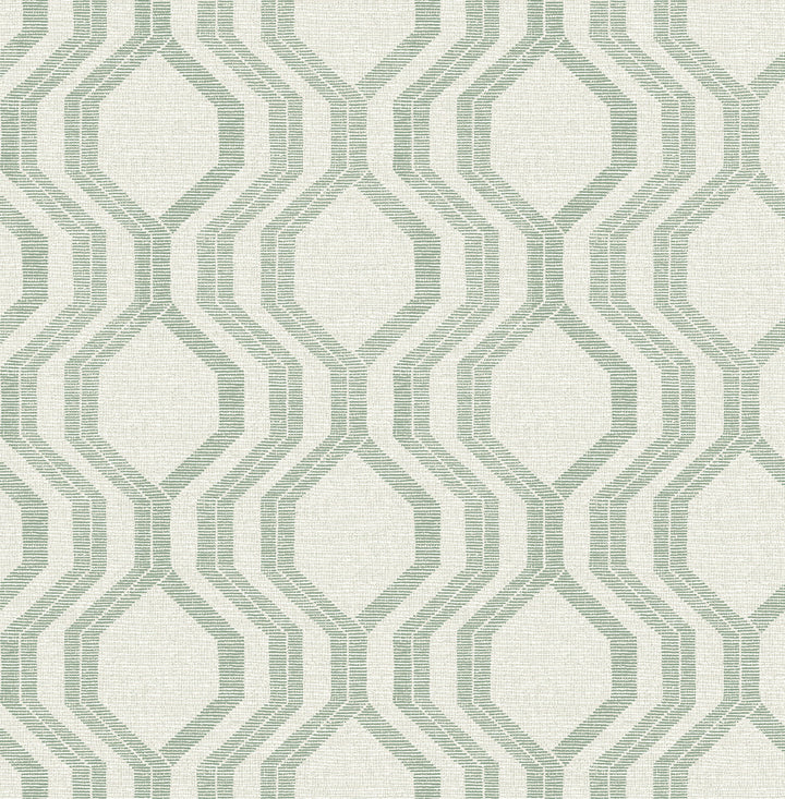 Burton Green Modern Ogee Wallpaper by A-Street Prints Solace Covers about 56.4 square feet 20.5-in by 33-ft long roll Unpasted 20.86 - Fabric Carolina -