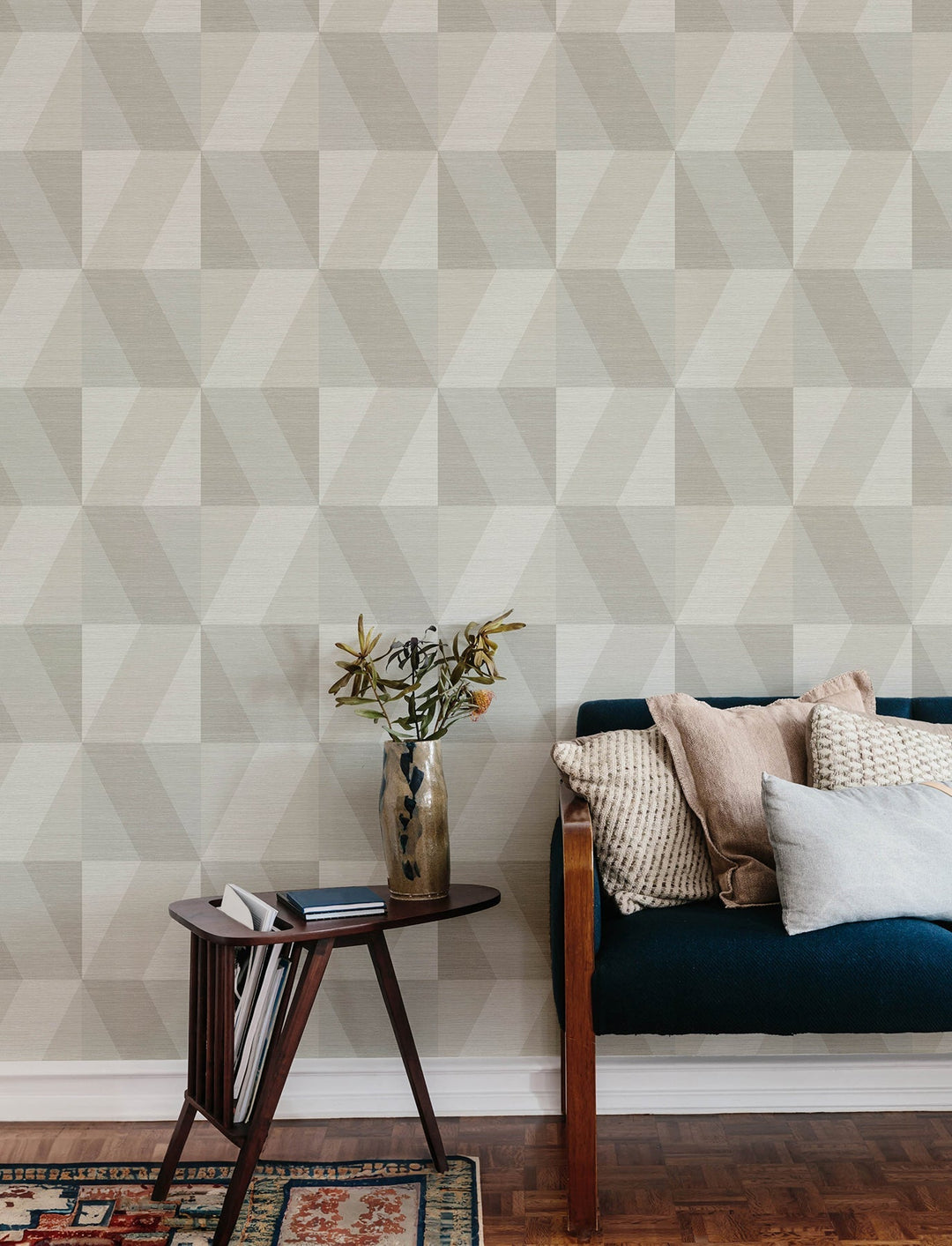 Winslow Bone Geometric Faux Grasscloth Wallpaper by A-Street Prints Designer