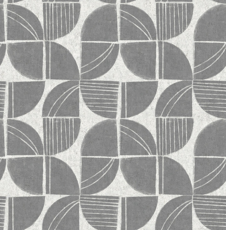 Baxter Charcoal Semicircle Mosaic Wallpaper by A-Street Prints Solace Covers about 56.4 square feet 20.5-in by 33-ft long roll Unpasted 20.86 - Fabric Carolina -