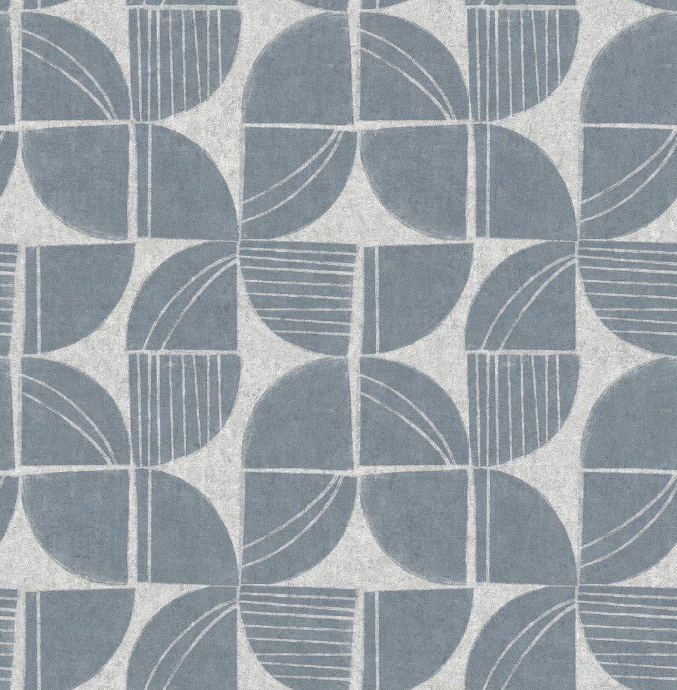 Baxter Denim Semicircle Mosaic Wallpaper by A-Street Prints Solace Covers about 56.4 square feet 20.5-in by 33-ft long roll Unpasted 20.86 - Fabric Carolina -