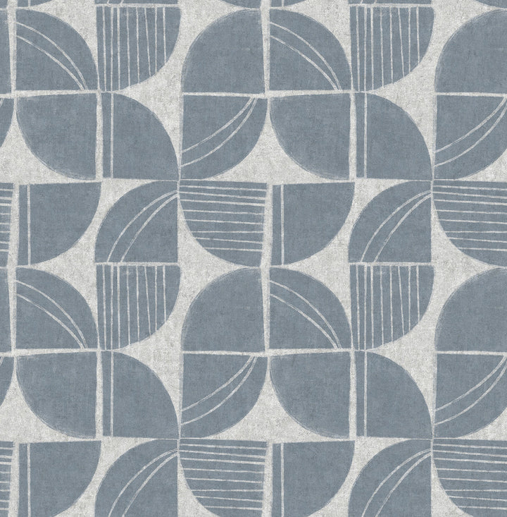 Baxter Denim Semicircle Mosaic Wallpaper by A-Street Prints Solace Covers about 56.4 square feet 20.5-in by 33-ft long roll Unpasted 20.86 - Fabric Carolina -