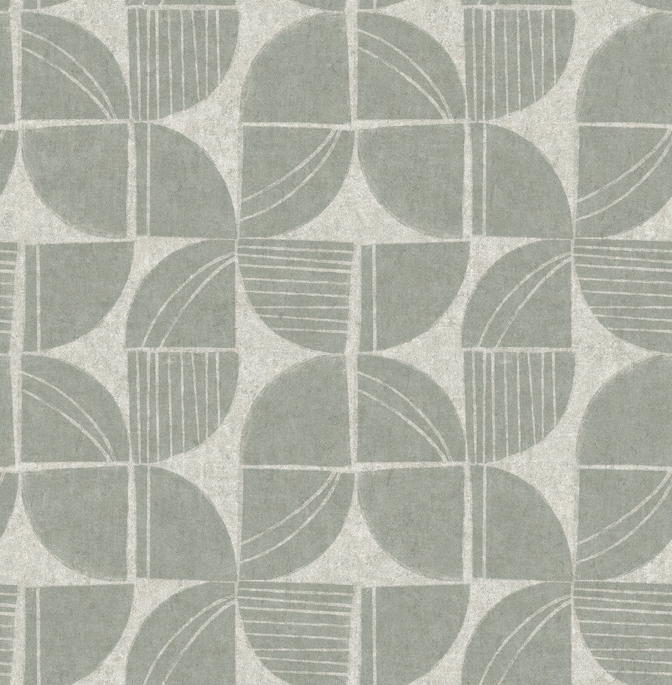 Baxter Sea Green Semicircle Mosaic Wallpaper by A-Street Prints Solace Covers about 56.4 square feet 20.5-in by 33-ft long roll Unpasted 20.86 - Fabric Carolina -