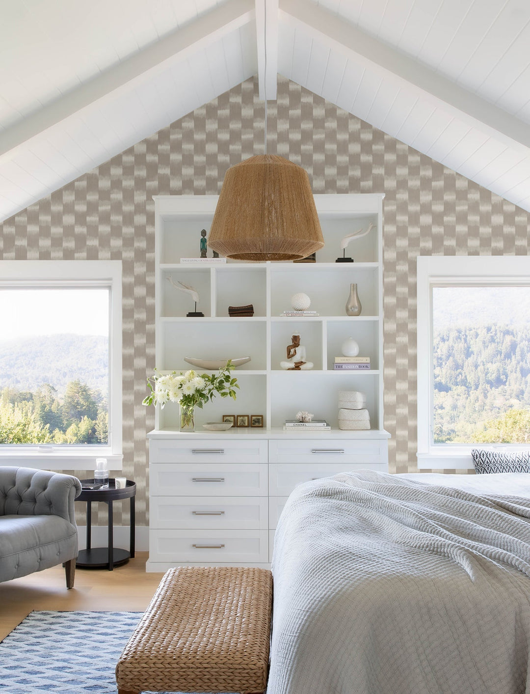 Baldwin Taupe Shibori Stripe Wallpaper by A-Street Prints Designer