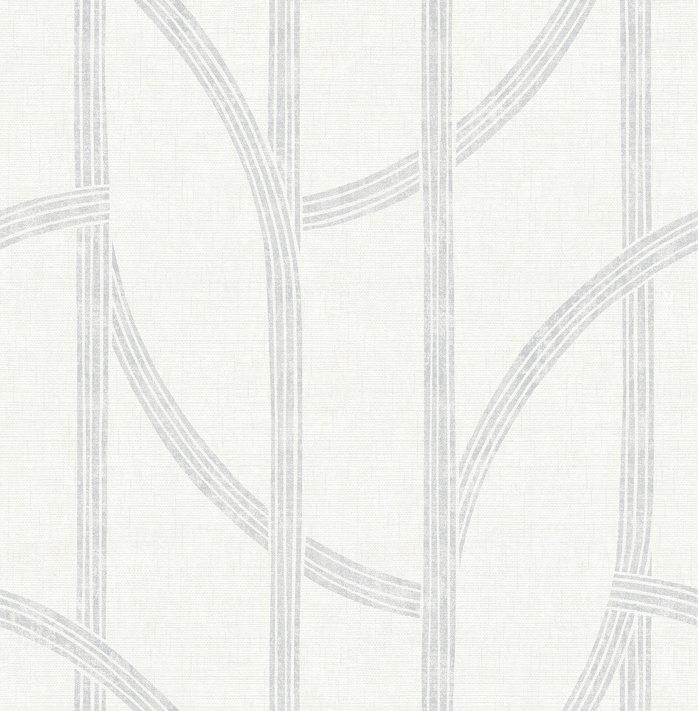 Harlow Silver Curved Contours Wallpaper by A-Street Prints Solace Covers about 56.4 square feet 20.5-in by 33-ft long roll Unpasted 20.86 - Fabric Carolina -