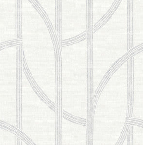 Harlow Silver Curved Contours Wallpaper by A-Street Prints