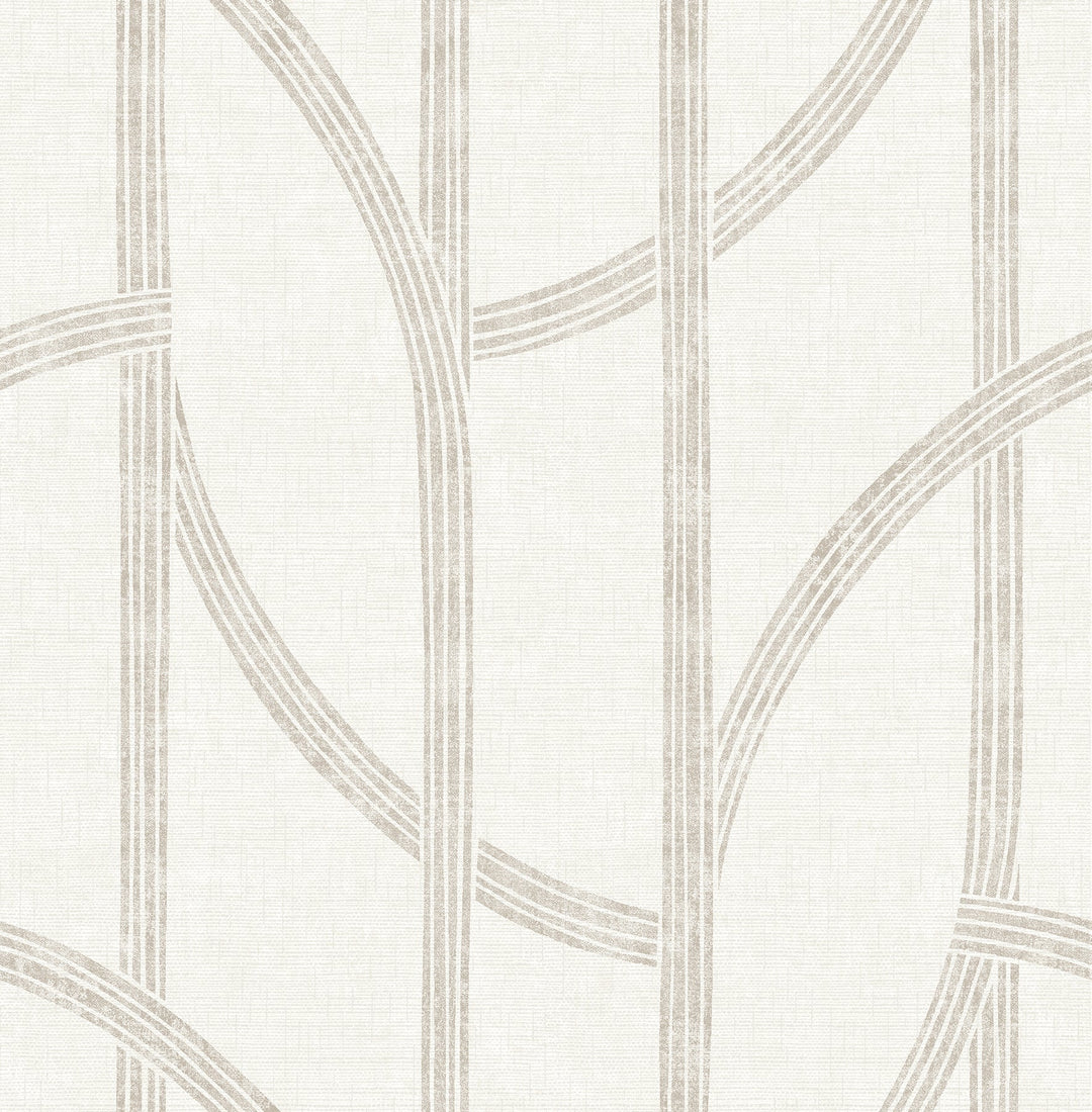 Harlow Champagne Curved Contours Wallpaper by A-Street Prints Designer
