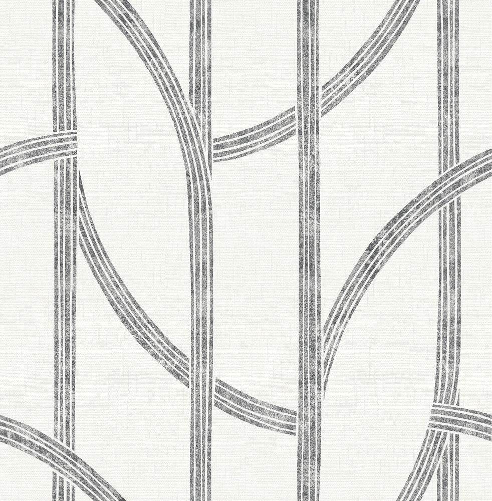 Harlow Black Curved Contours Wallpaper by A-Street Prints Solace Covers about 56.4 square feet 20.5-in by 33-ft long roll Unpasted 20.86 - Fabric Carolina -