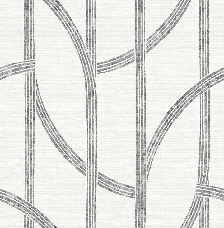 Harlow Black Curved Contours Wallpaper by A-Street Prints Solace Covers about 56.4 square feet 20.5-in by 33-ft long roll Unpasted 20.86 - Fabric Carolina -