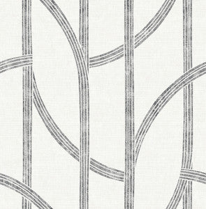 Harlow Black Curved Contours Wallpaper by A-Street Prints
