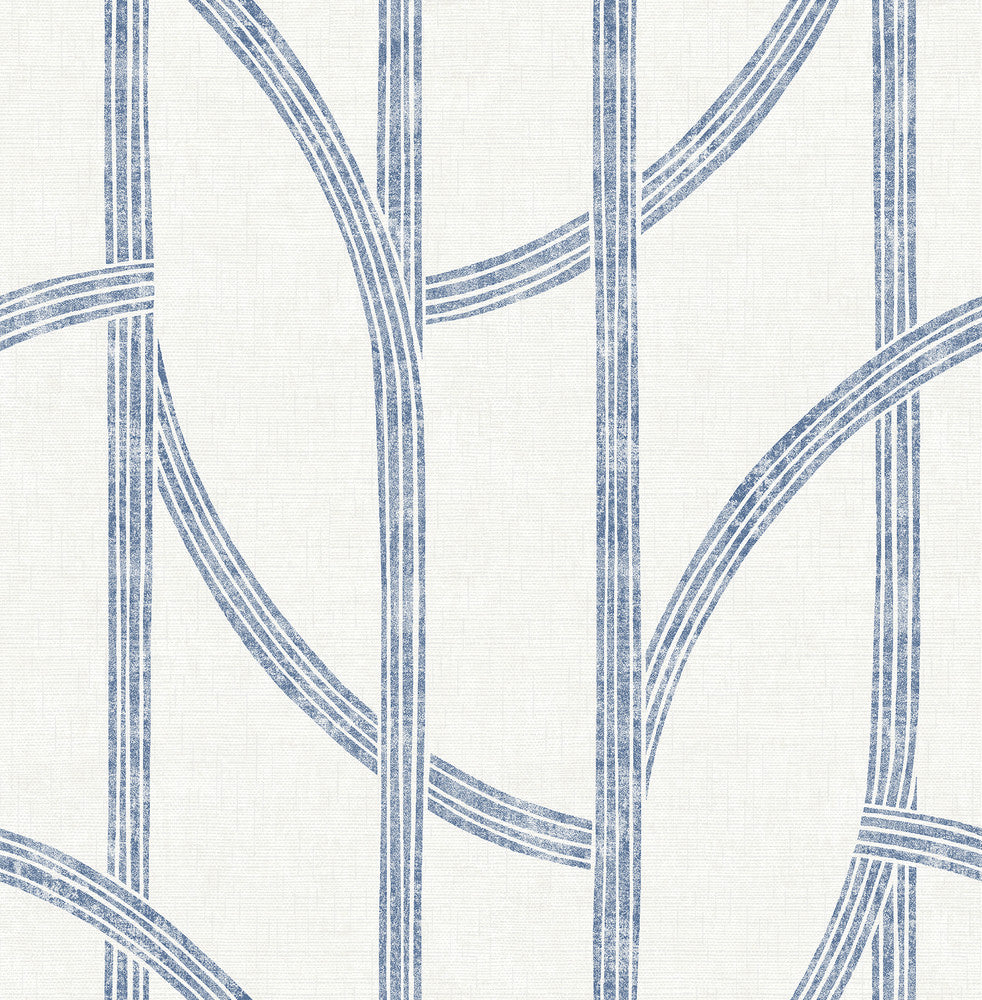 Harlow Indigo Curved Contours Wallpaper by A-Street Prints Solace Covers about 56.4 square feet 20.5-in by 33-ft long roll Unpasted 20.86 - Fabric Carolina -