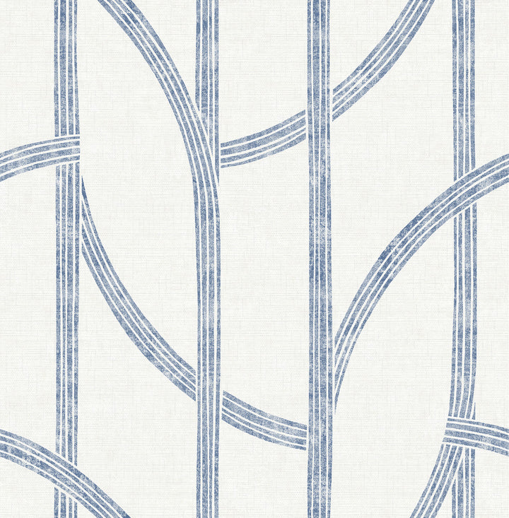 Harlow Indigo Curved Contours Wallpaper by A-Street Prints Solace Covers about 56.4 square feet 20.5-in by 33-ft long roll Unpasted 20.86 - Fabric Carolina -