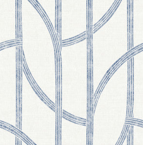 Harlow Indigo Curved Contours Wallpaper by A-Street Prints