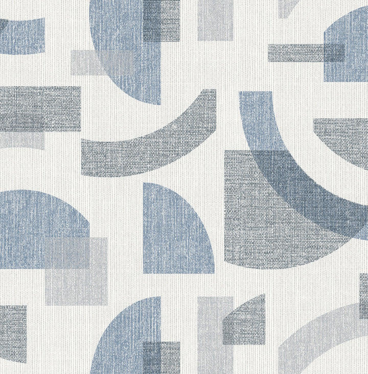 Fulton Blue Shapes Wallpaper by A-Street Prints Solace Covers about 56.4 square feet 20.5-in by 33-ft long roll Unpasted 20.86 - Fabric Carolina -