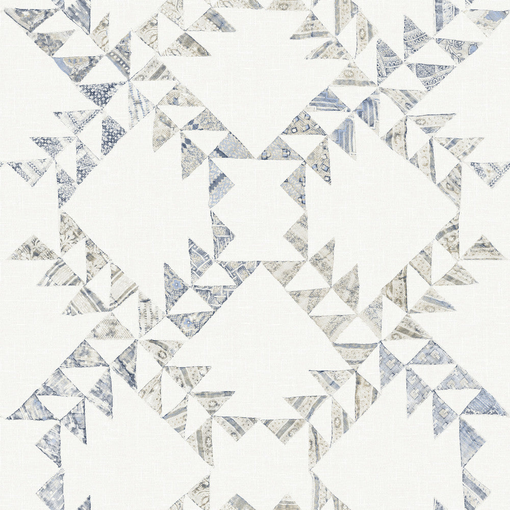 Scrap Quilt Denim Wallpaper by Chesapeake Yellowstone Covers about 56.4 square feet 20.5-in by 33-ft long roll Prepasted 20.5 - Fabric Carolina -