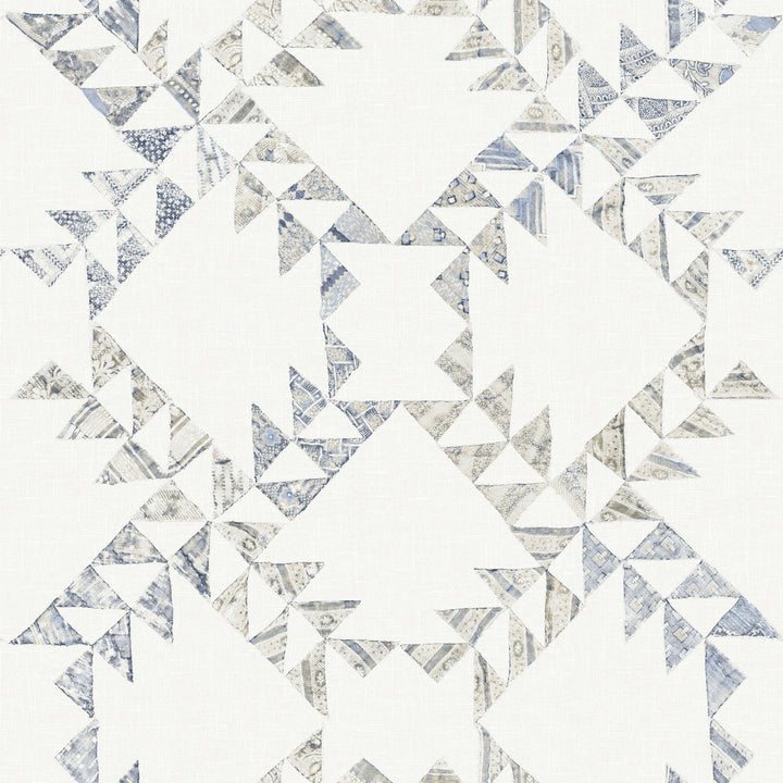 Scrap Quilt Denim Wallpaper by Chesapeake Yellowstone Covers about 56.4 square feet 20.5-in by 33-ft long roll Prepasted 20.5 - Fabric Carolina -