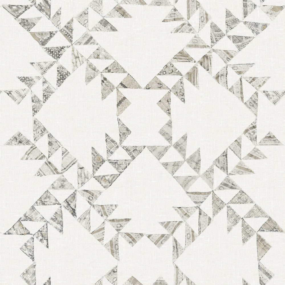 Scrap Quilt Grey Wallpaper by Chesapeake Yellowstone Covers about 56.4 square feet 20.5-in by 33-ft long roll Prepasted 20.5 - Fabric Carolina -