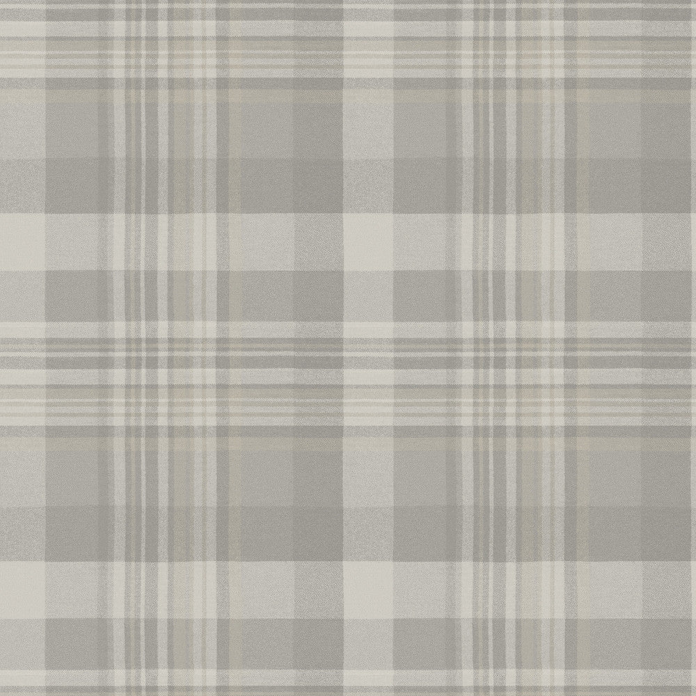 Dutton Plaid Grey Wallpaper by Chesapeake Yellowstone Covers about 56.4 square feet 20.5-in by 33-ft long roll Prepasted 20.5 - Fabric Carolina -