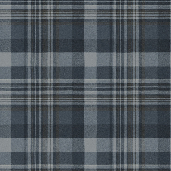Dutton Plaid Indigo Wallpaper by Chesapeake Yellowstone Covers about 56.4 square feet 20.5-in by 33-ft long roll Prepasted 20.5 - Fabric Carolina -